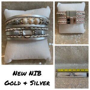 New NIB silver beaded wrap bracelet